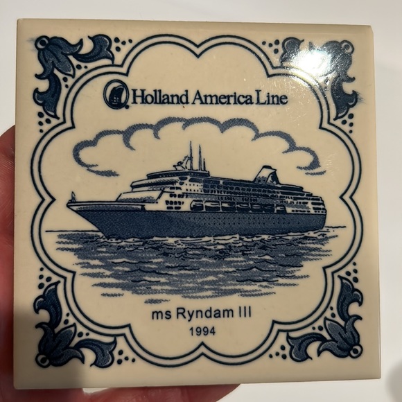 2 Pc HOLLAND AMERICA China Porcelain Drink Coasters Maasdam II Ryndam III - Picture 4 of 6